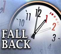 Picture of clock showing fall back 1 hour